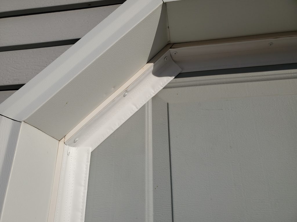 Side/TopSealer Garage door seal installed over existing weatherstripping.